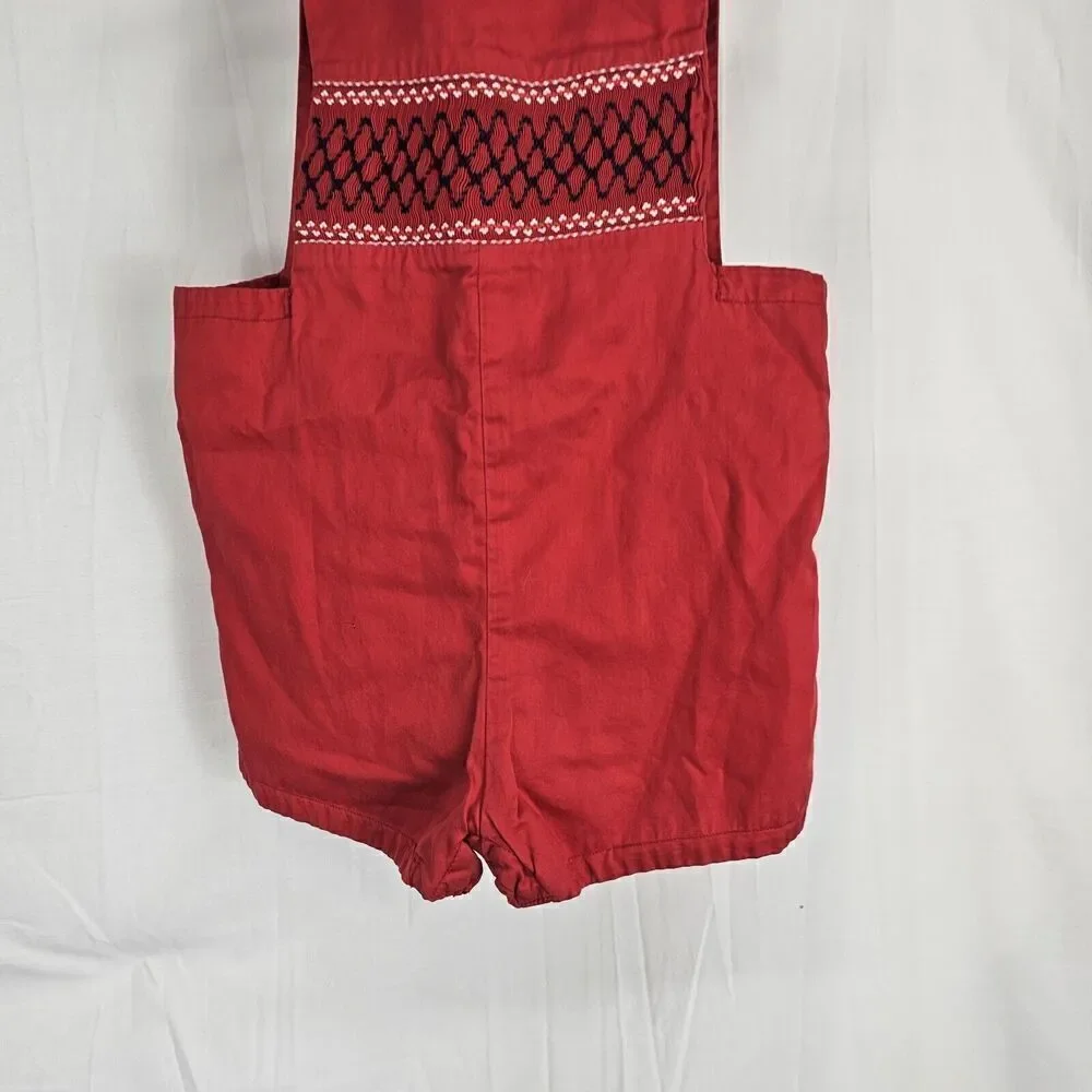 Vintage Red Smocked Jon Jon Meredith's Closet Toddler Boy Size 2 Red Navy